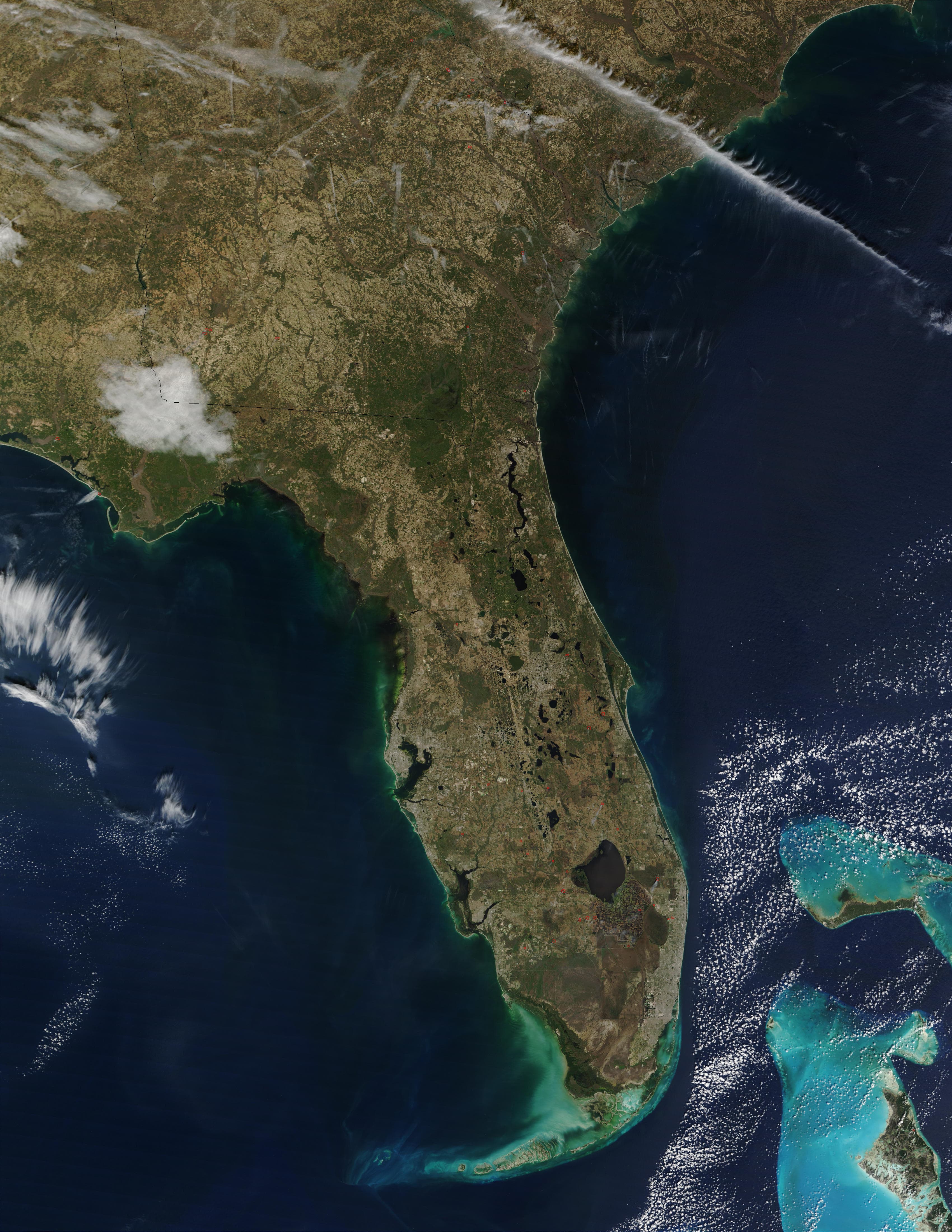 Daytime satellite photo of Florida from space